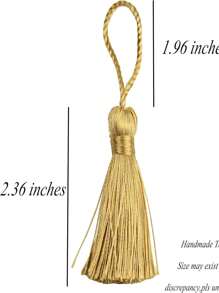 20pcs 4.3 Inch Handmade Silky Floss Mini Tiny Craft Tassels With 2-Inch Cord Loop And Small Chinese Knot For Earrings, Souvenir, Bookmarks, DIY Craft Accessory,Tags - Champagne - View 2