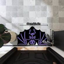 1pc Bat Shaped Silicone Doormat, Thicker 5mm Anti-Slip Absorbent Wear-Resistant Carpet For Hallway, Bathroom, Washroom, Used As Halloween Decoration - Purple - View 3