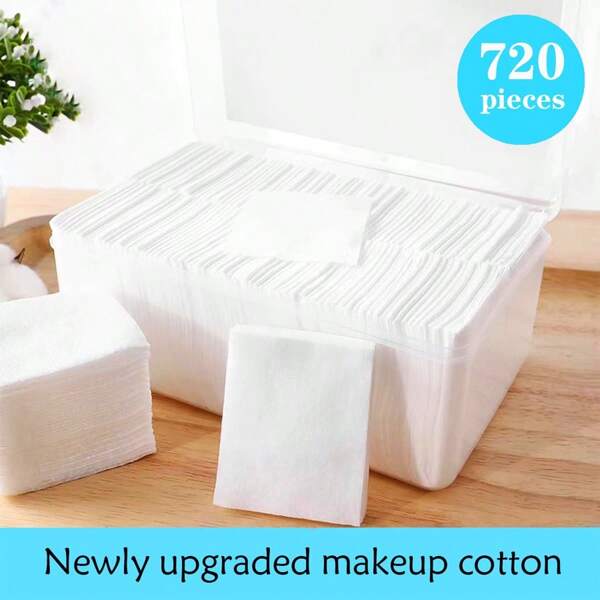 1000pcs/720pcs Box Make-Up Pads, Face & Eye Makeup Remover Thin Pads For Wet Use