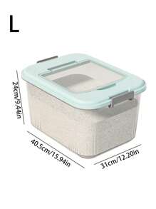 1pc Moisture-Proof Kitchen Household Transparent Rice Bucket Sealed Grain Storage Box Fresh-Keeping Container 35kg/25kg Thickened Moisture-Proof Insect-Proof Sealed Storage Box 15kg Rice Storage Box Flour Storage Bucket - Blue - View 5