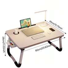 1pc Foldable Bedside Small Table, Laptop Desk For Student Dormitory, Study Table For Upper Bunk, Slouchy Desk For Bedroom Bay Window, Home Office - Multicolor - View 4