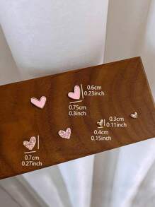 3 对/套时尚精致粉色心形和人造玻璃水晶镶嵌女士日常耳环，高端感十足，轻盈奢华优雅，情人节、妈妈、母亲、母亲节、礼物 - 粉色 - 查看 8