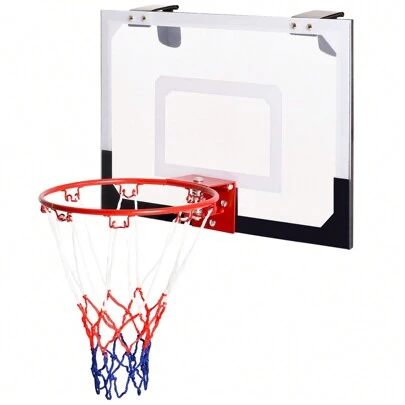 45 X 30 Cm Mini Basketball Hoop, Wall Mount Basketball Backboard Set With 9"Rim, Indoor Outdoor Hanging Basket Sports Games For Kids Adults