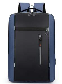 防水 USB 端口男士背包 度假健身房学校笔记本电脑手提包 面料商务休闲个性化礼品 爸爸丈夫男朋友男士旅行礼物 冬季大容量多功能户外学生男士包 旅行必备品 学校背包 假日必备品 男士包 书包 露营旅行包 夏季返校笔记本电脑包 运动生活包 徒步旅行包 周末包 背包 旅行必备品 大包 - 藍色 - 查看 2