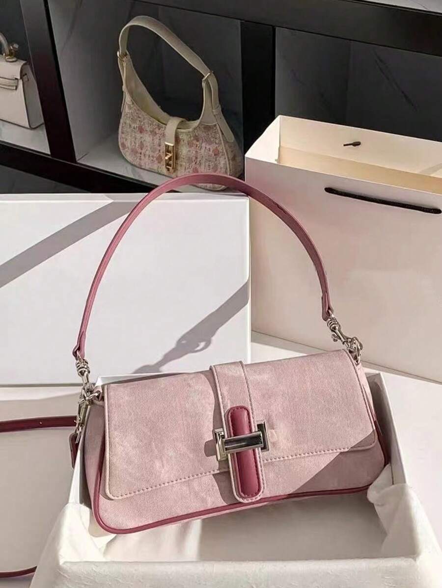 Dedoo 1pc Handbag 2024 New Fashion Handbag Joker Cowboy Long Stick Handbag 2024 New Advanced Texture Niche Original Shoulder And Underarm Slung, Suitable For Travel, Dating, Shopping, White-Collar Workers To Wear, Send Girlfriends Girlfriends And Other Scenarios. - Hồng - Xem 1