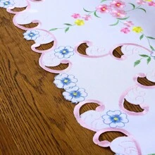 1buc, pereți de masă, husă de masă brodata din dantelă, cârpă de masă din material textil cu design scobit cu flori de fluture, față de masă rezistentă la praf de noptieră TV, decor de cameră, decor pentru masă