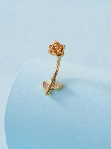 Fashionable And Cute Rose Flower Belly Button Ring - 1pc Valentines
