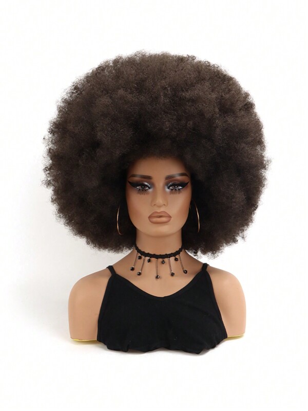 Afro Kinky Curly Wig Full Machine Made Synthetic Heat Resistant Wigs Goth Afro Puff Wig Suitable For New Year,Party,Cosplay And Daily Use