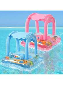 1 pieza - Inflable grueso para sombrilla para ninos ninas de 1 a 6 anos, anillo flotante para asiento de natación, anillo para axila, juguete de playa - Azul - Ver 2