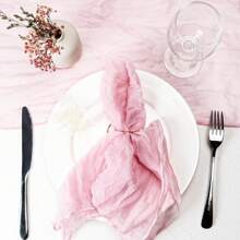 6/12/24/48pcs/Set Bohemian Cheesecloth Napkins, Soft Linen Dinner Napkins, Suitable For St. Patrick's Day, Easter, Wedding, Baby Shower, Daily Use - Pink - View 6