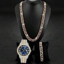 3pcs Necklace Bracelet Quartz Watch Set, Boxed Men's Gift - Multicolor - View 10
