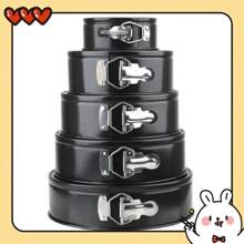 1/2/3pcs Non-Stick Latch Lock Cake Molds, Round Mousse Honeycomb Shaped Carbon Steel Baking Mold, Multi-Sizes For Making Various Cakes - Black - View 3