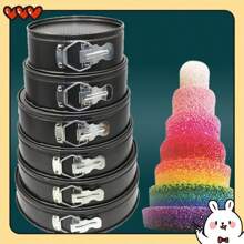 1/2/3pcs Non-Stick Latch Lock Cake Molds, Round Mousse Honeycomb Shaped Carbon Steel Baking Mold, Multi-Sizes For Making Various Cakes - Black - View 2