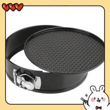1/2/3pcs Non-Stick Latch Lock Cake Molds, Round Mousse Honeycomb Shaped Carbon Steel Baking Mold, Multi-Sizes For Making Various Cakes - Black - View 5