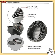 1/2/3pcs Non-Stick Latch Lock Cake Molds, Round Mousse Honeycomb Shaped Carbon Steel Baking Mold, Multi-Sizes For Making Various Cakes - Black - View 8