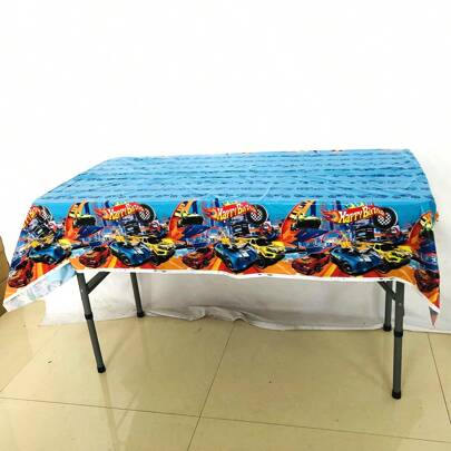1 Pc/Bag Disposable Tablecloth, Wind Fire Wheel Theme Birthday Party Decoration, Car & Fire Patterns, Disposable Dining Tablecloth Decorations, Size: 108*180cm, Back To School Valentine Day