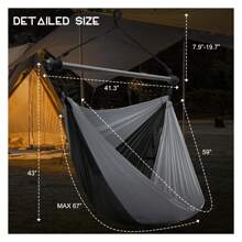 Hammock Chair Swing Chair, Hanging Chair For Outdoor Indoor, Large Lightweight Swing Chair For Kids Adults, Portable Hammock Chair For Camping Black, Gray