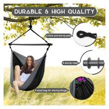Hammock Chair Swing Chair, Hanging Chair For Outdoor Indoor, Large Lightweight Swing Chair For Kids Adults, Portable Hammock Chair For Camping Black, Gray
