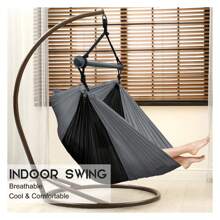 Hammock Chair Swing Chair, Hanging Chair For Outdoor Indoor, Large Lightweight Swing Chair For Kids Adults, Portable Hammock Chair For Camping Black, Gray
