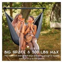 Hammock Chair Swing Chair, Hanging Chair For Outdoor Indoor, Large Lightweight Swing Chair For Kids Adults, Portable Hammock Chair For Camping Black, Gray