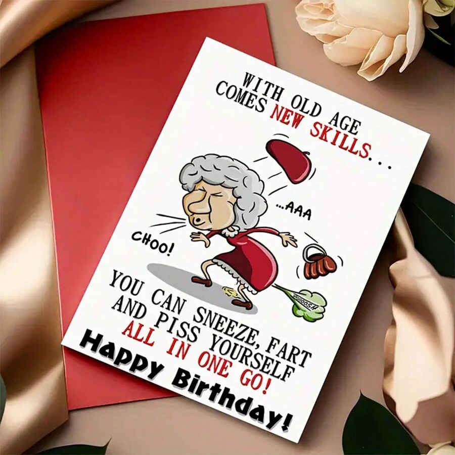 1pc Women Birthday Card, Humorous And Loyal Friend Card, Ladies