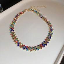 1 bucată la modă Colier cu strasuri de culoare Ab, potrivit pentru petreceri și ținute zilnice pentru femei