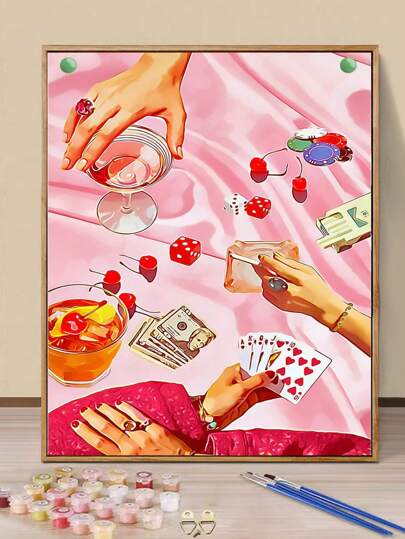 1pc Multicolored Unframed 40x50cm/16x20in Digital Oil Painting DIY Kit With Paints And Brushes, Suitable For Beginner And Adults Art Painting, Ideal Art & Craft For Home Room Decor, Best Gift For Relaxation