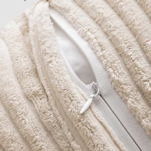 1入組無內芯的純色簾布靠墊套,絨面沙發枕套,家居裝飾 - 米色 - 查看 4