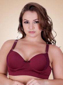 Plus Size Bras & Bralettes - 酒紅色 - 查看 1