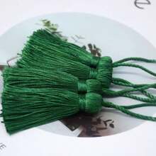 20pcs 4.3 Inch Handmade Silky Floss Mini Tiny Craft Tassels With 2-Inch Cord Loop And Small Chinese Knot For Earrings, Souvenir, Bookmarks, DIY Craft Accessory,Tags - Dark Green - View 4