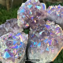 1PC Natural Amethyst Cluster Electroplating Aura Quartz Crystal Cluster Angel Aura Purple Crystal Clusters For Gift