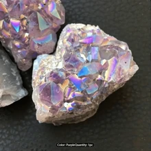 1PC Natural Amethyst Cluster Electroplating Aura Quartz Crystal Cluster Angel Aura Purple Crystal Clusters For Gift