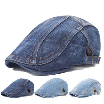 Men Women Denim Newsboy Hats Flat Ivy Gatsby Cabbie Driving Golf Casual Berets Hat Cotton Dad Cap