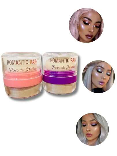 Polvo de hadas Iluminador Maquillaje + espejo+aplicador  2 pz