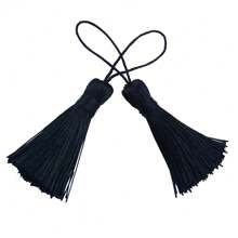 20pcs 4.3 Inch Handmade Silky Floss Mini Tiny Craft Tassels With 2-Inch Cord Loop And Small Chinese Knot For Earrings, Souvenir, Bookmarks, DIY Craft Accessory,Tags - Black - View 6