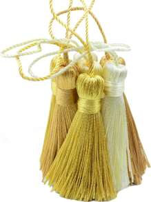 20pcs 4.3 Inch Handmade Silky Floss Mini Tiny Craft Tassels With 2-Inch Cord Loop And Small Chinese Knot For Earrings, Souvenir, Bookmarks, DIY Craft Accessory,Tags - Gold - View 7