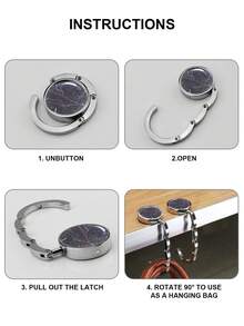 Gancho para bolso plegable - Perchero de mesa plegable para bolso - Colección de perchas para bolsos - Ganchos de escritorio para bolso - Negro - Ver 4