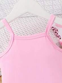 寶寶女孩心形印花短袖上衣及粉色連身衣套裝 - 粉色 - 查看 6