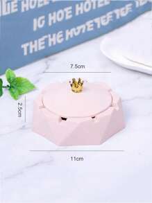 1 Pieza Cenicero Con Tapa Y Decoración De Corona Para Oficina Y Hogar, Cenicero De Tanque Interno De Acero Inoxidable - Multicolor - Ver 8