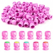 TOEDO Tattoo Ink Cup 200pcs Plastic Eyelash Glue Rings Disposable Skull Tattoo Ink Cup Pigment Ink Cup, Eyelash Glue Holder, Eyelash Extension Supplies, Tattoo Accessories - Multicolor - View 2