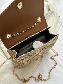 1 Miếng Da giả Màu thuần Đúng mốt Tua Túi đeo vai Với Chuỗi kim loại & Thiết kế bện , Hoàn hảo Đối với bờ biển Kỳ nghỉ , Sử dụng hàng ngày Đối với phụ nữ - màu nâu - Xem 9