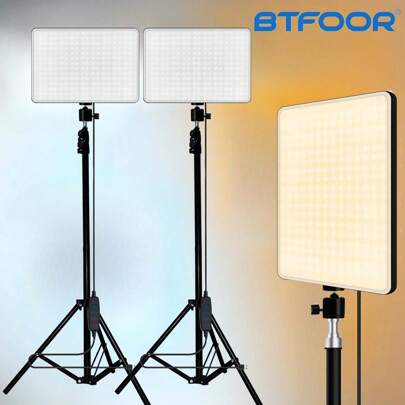 2set 11in Vloging Photo Studio LED Video Fill Lamp Light Panel Photography Lighting With 1.1M/43.3in Triopd Stand For Live Stream LED Ring Fill Light Video Fill Lamp Light 11Inch With Adjustable Tripod Stand 63 Inch Bracket For Vlog Photo Studio Speedlight Photography Makeup Meeting Group Selfie Live Streaming