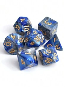 7pcs/Set Fantasy Polyhedral Dice Set For D&D, Coc - Suitable For Over 14 Years Old, Party Game,Tabletop Game, Role Playing Game Dice Set