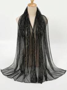 1pc Elastic Metallic Gold Thread Sheer Scarf Shawl Valentine's Day Valentines - Multicolor - View 14