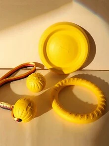 1pc Yellow Dog Toy For Large Dogs, Interactive Tug Of War Rope, , Squeaky & Durable, Suitable For Golden Retriever & Border Collie, A Good Way To Relieve Dogs Stress - Yellow - View 5