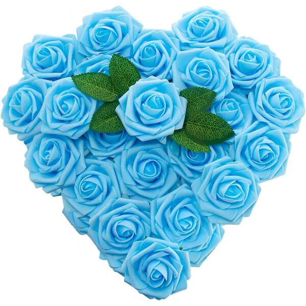 Artificial Flowers 7/12/17/22/27/32pcs Real Looking Ivory Foam Fake Roses With Stems For DIY Wedding Bouquets Bridal Shower Centerpieces Arrangements Party Tables Decorations OPP Bag Packaging (Excluding Box), Valentine Day, Gift