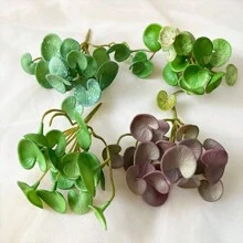 Árbol de dinero de cobre en miniatura con suculenta artificial y hojas para decoración del hogar y exhibición en el escritorio - Verde - Ver 3