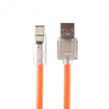 1pc Android Charger Cable 120w 2.4a Quick Charge Usb Compatible With Huawei/Xiaomi/Redmi/Honor/Oppo/Vivo/Oneplus Phone Charger, Thickened Geek Wire - Orange - View 2