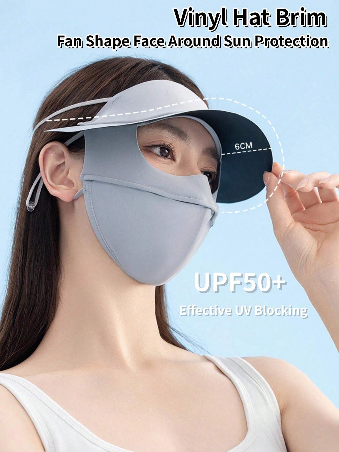 1pc Summer Sunscreen Hat And Mask, Sun Shield Mask With Brim, Women's
