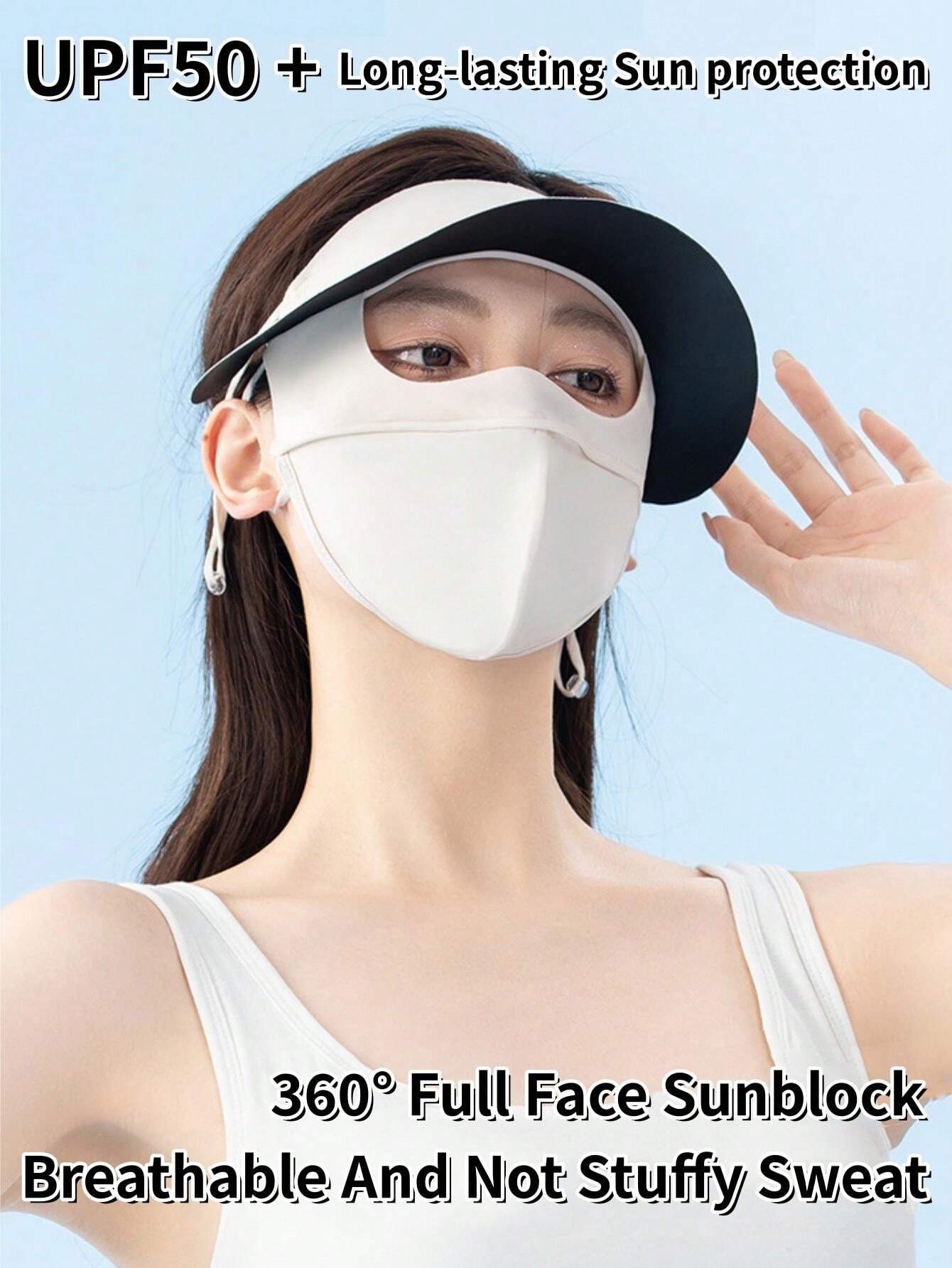 1pc Summer Sunscreen Hat And Mask, Sun Shield Mask With Brim, Women's ...